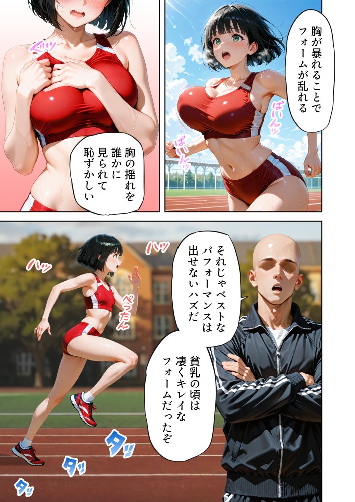 巨乳が暴れて走れませんッ！ 補欠落ちした陸上部元エースがコーチに秘密の特訓を指導してもらう話